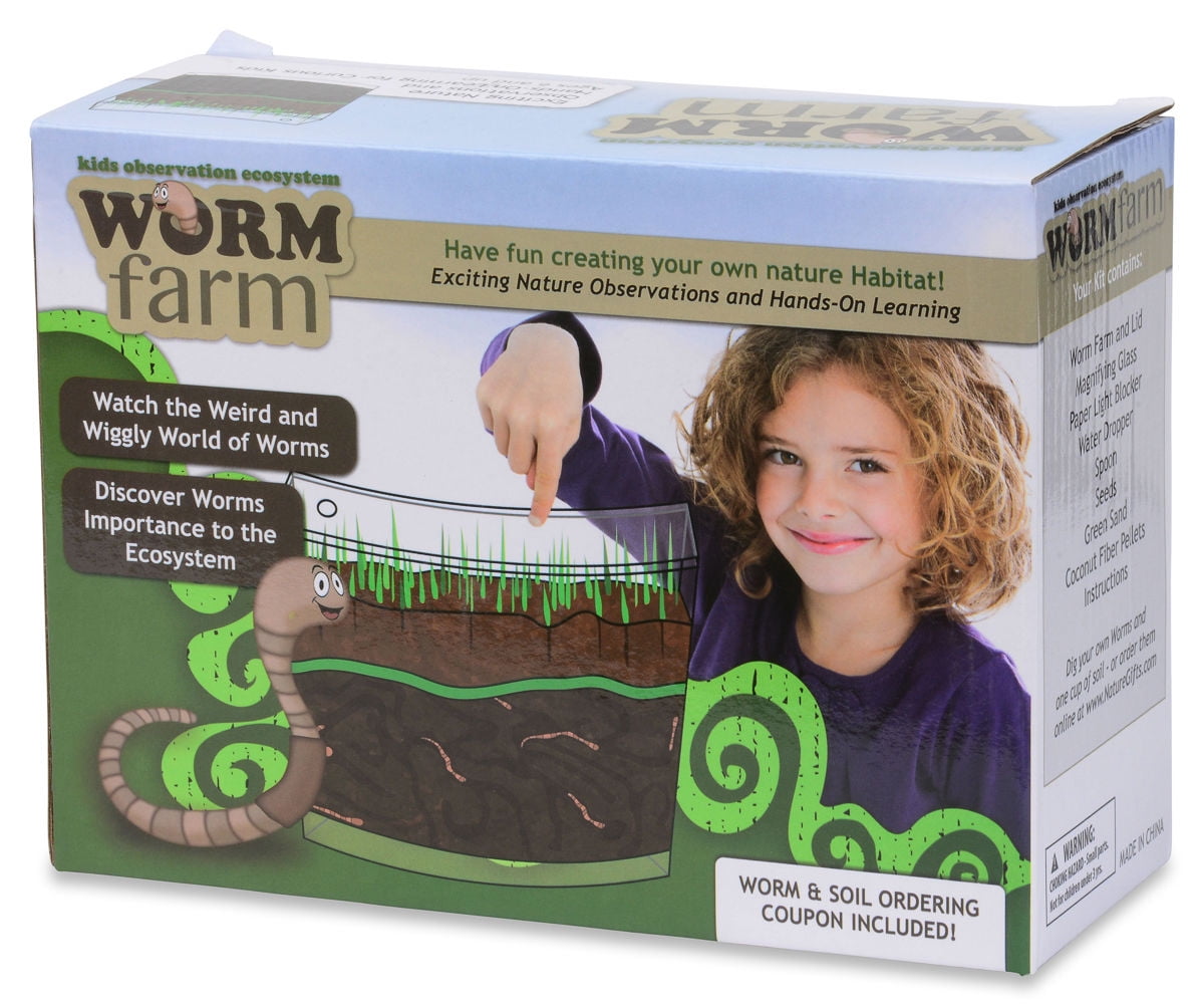 Science Lab Large Worm Farm and Terrarium for Children Catch and Observe Worms Grow a Garden Fun Follow-Along E-Book and Discount Voucher Included. 