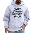 thumbnail image 2 of Happy New Year Men's Sports Leisure Long Sleeves with Pocket Hooded Hoodie for Casual Outings, Winter Comfort, and Holiday Celebrations,White,3XL, 2 of 4