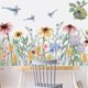 thumbnail image 3 of Pegatinas de pared de flores de margaritas, pegatinas de pared de pájaros con hojas verdes, sala de estar, dormitorio, sofá, TV, Fondo de Arte de la pared Decoración, murales JAMW Sencillez, 3 of 5