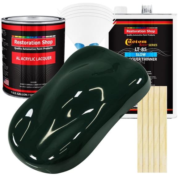 Restoration Shop - British Racing Green Acrylic Lacquer Auto Paint - Complete Gallon Paint Kit with Slow Thinner