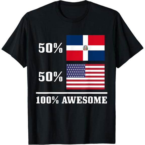 Playful Comfort Tee - 50% Dominican Republic 50% USA American Flag Pride T-Shirt