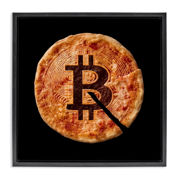 Stupell Industries Modern Crypto Pizza Slice Black Floating Frame Canvas Art, 18 x 18, by Svetlana Aleynikova