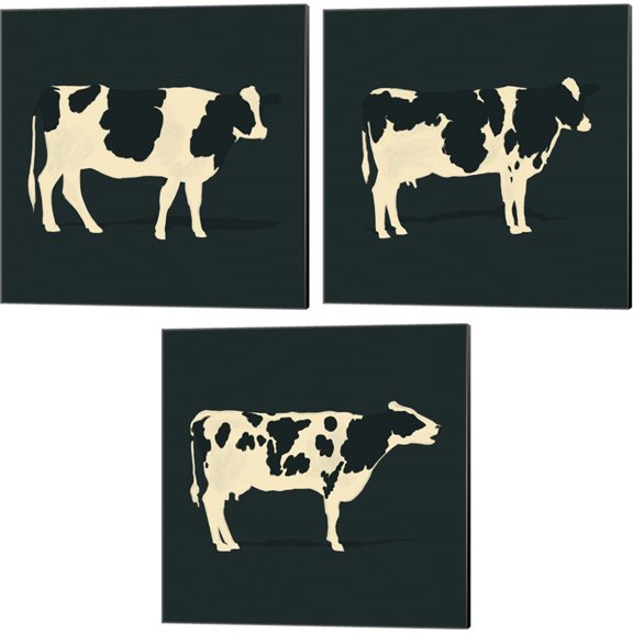 Great Art Now Refined Holstein A by Jacob Green 3 Piece Canvas Art Set Each 14"W x 14"H