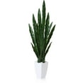 thumbnail image 6 of Green 43'' Tall Large Artificial Snake Plant with 9'' inches High White Taper Planter,Tall Faux Sansevieria Plant with 20 Leaves for Home Bedroom Living Room Bathroom Indoor Outdoor Decor, 6 of 7