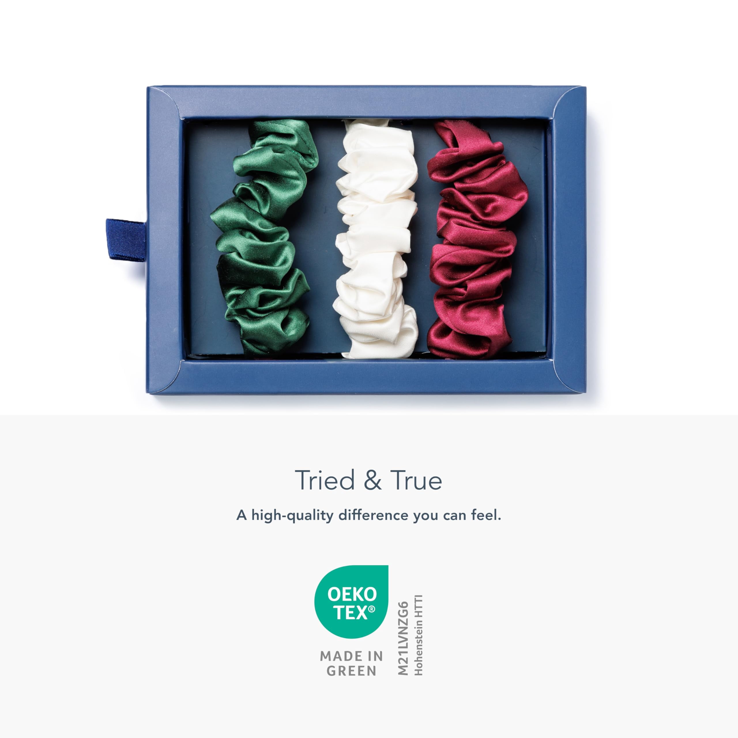Fishers Finery 25 Momme 100% Pure Mulberry Silk Large Scrunchies (Red|Green|White - 3 Pk)
