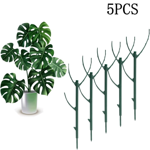 Fmxomd 5 Pack Stackable Plant Support Stakes, 11inch Climbing Plant Sticks Structures for Monstera with Garden Ties, Durable Alternative to Moss Pole for Indoor Outdoor Plants
