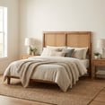 thumbnail image 3 of Brown Ash Walnut Finished Wood Headboard, Synthetic Rattan Frame, Mid-Century, 3 of 3