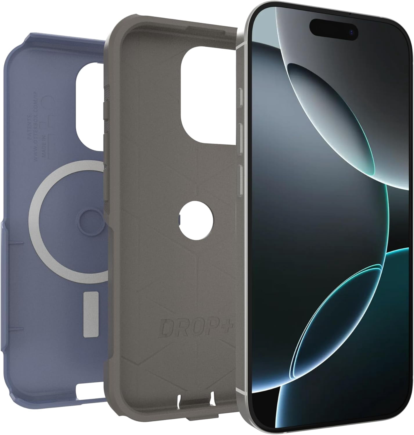 OtterBox iPhone 16 Pro (Only) - Commuter Series MagSafe Case - Spiced Orchid (Blue & Grey) - Built-in Magnets - Slim & Tough - Pocket-Friendly - with Port Protection