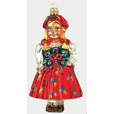- Polish Highlander Girl Polish Glass Christmas Ornament Made in Poland Decoration