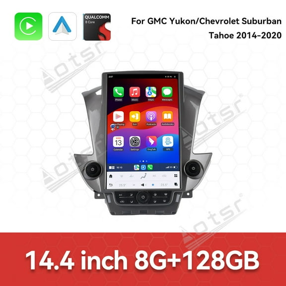 Aotsr Tesla style Car Radio For 2014-2020 Chevrolet Suburban Tahoe GMC Yukon 14.4 Inch Wireless Carplay GPS Navigation Multimedia Player