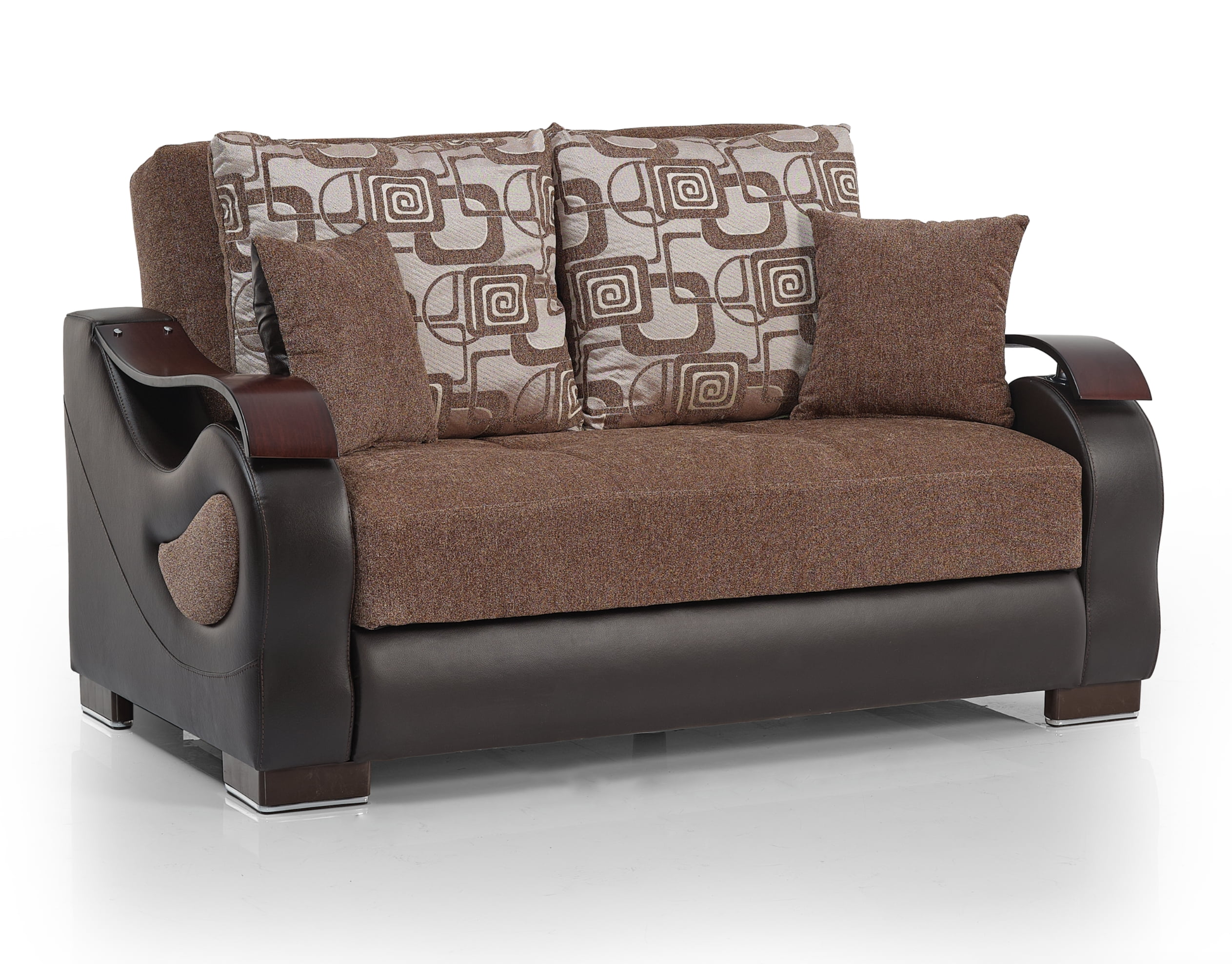 Ottomanson Convertible Sleeper Sofa Bed with Hidden Storage, Firm Comfort Couch, Brown