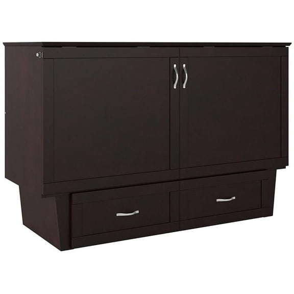 Atlin Designs Mid-Century Solid Wood Queen Murphy Bed Chest in Espresso