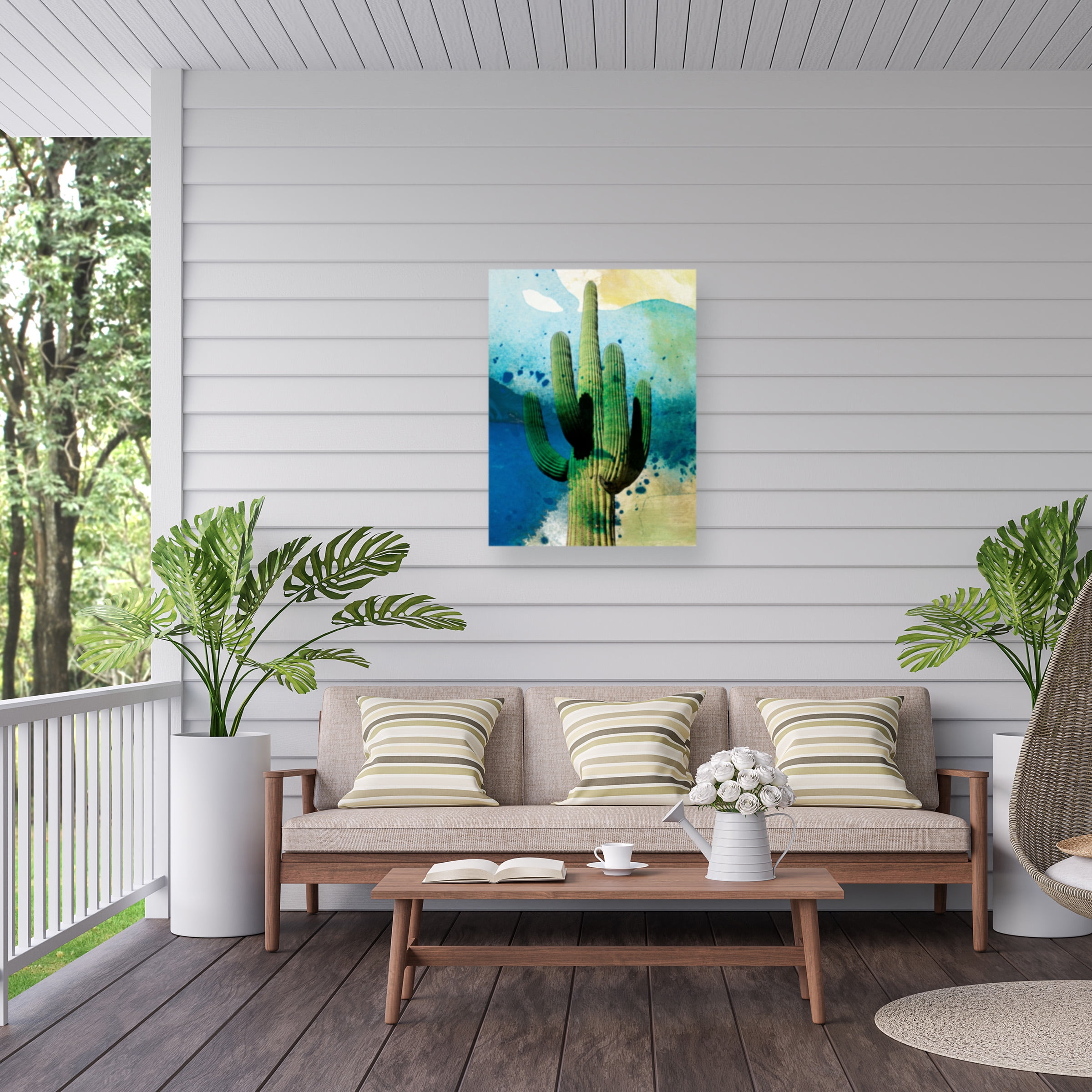 Sisa Jasper 'Cactus Abstract' Outdoor Canvas 47x47