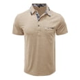 thumbnail image 2 of Fangasis Men T Shirts Short Sleeve Polo Shirt Henley Summer Tops Mens Athletic Tee Casual Sport T-shirt Apricot M, 2 of 7