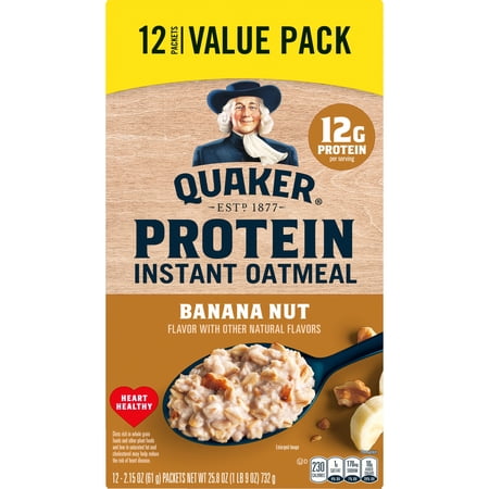 Quaker Instant Oats Hot Cereal Ban Nut Value Pack 25.8Oz