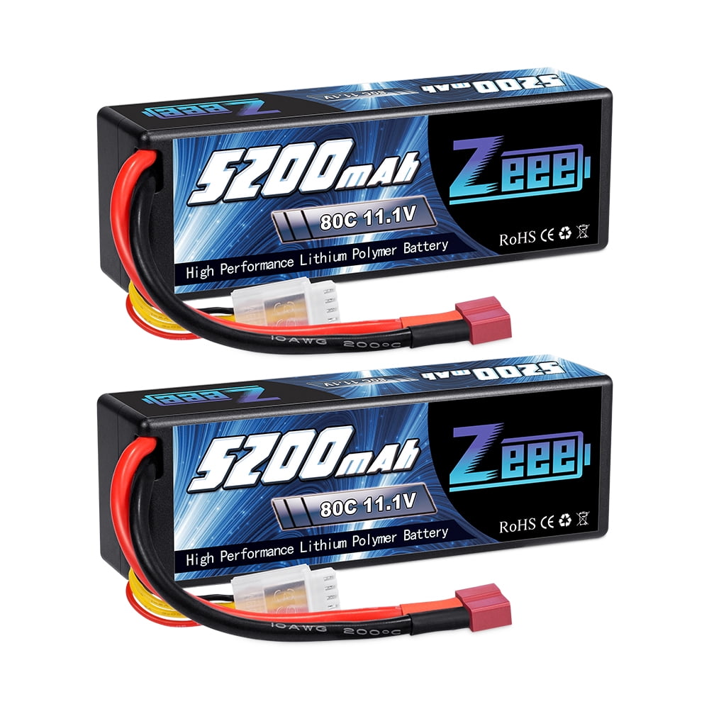 2 Packs ROARINGTOP 11.1V 50C 5200mAh 3S Lipo Battery with Deans Connector RC Lipo Battery Hardcase RC Battery for RC Plane DJI Quadcopter RC Airplane RC Helicopter RC Car Truck Boat 