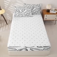 thumbnail image 4 of Castle Fairy Football Print Zipper Twin Comforter Sets with Fitted Sheet and 2 Pillowcases, Sport Theme Zipper Bedding Set, White Black,4-Piece, 4 of 6