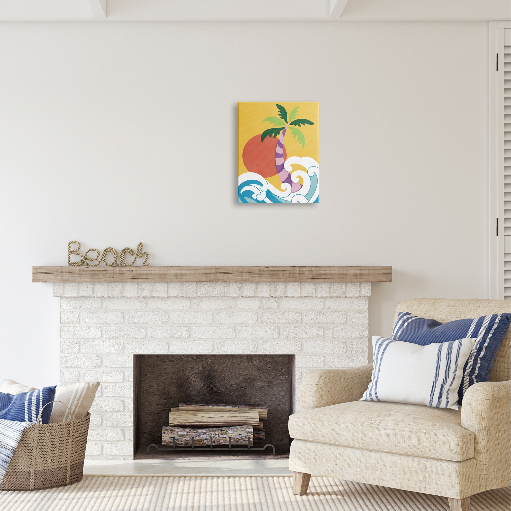 Stupell Industries Modern Tropical Waves Nature Painting Gallery Wrapped Canvas Print Wall Art, 16 x 20
