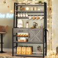 thumbnail image 3 of DJ502621_3 Baker's Rack Coffee Bar Cabinet Farmhouse Microwave Stand Grey, 3 of 5