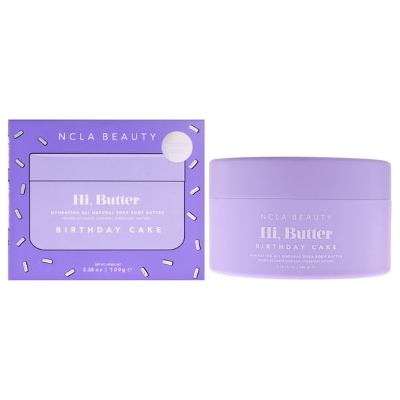 Manteca corporal totalmente natural Hi Butter - Pastel de cumpleaños de NCLA para mujeres - 3.38 oz