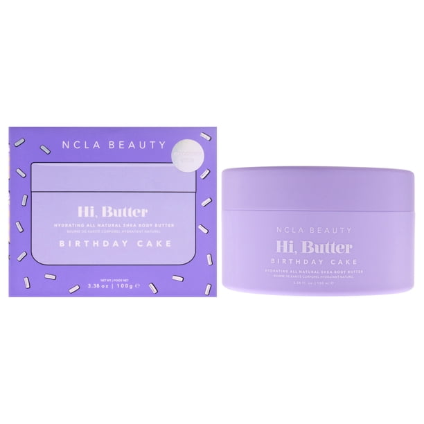 Manteca corporal totalmente natural Hi Butter - Pastel de cumpleaños de NCLA para mujeres - 3.38 oz