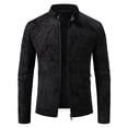 thumbnail image 5 of Men's Faux Leather Moto Jacket with Stand Collar, Metal Zipper, Casual Outerwear for Outdoor Wear, Slim Fit Short Coat, 5 of 17
