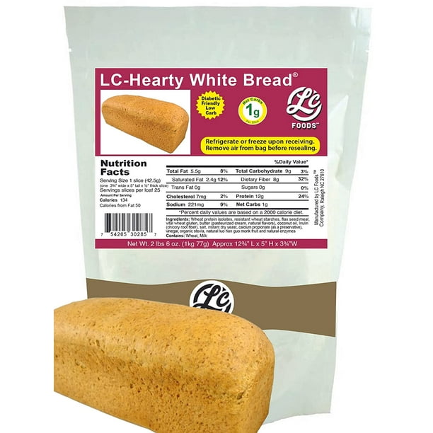 LC Foods Low Carb Hearty White Bread, Large Loaf
