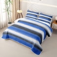 thumbnail image 3 of Homewish Blue Horizontal Lines Quilt King,Geometric Abstract King Coverlet Set,3pcs, 3 of 7
