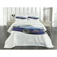 thumbnail image 3 of Ambesonne Teen Room Quilted Bedspread Set 3 Pcs, Race Car Vivid, King Size, Blue Grey, 3 of 5