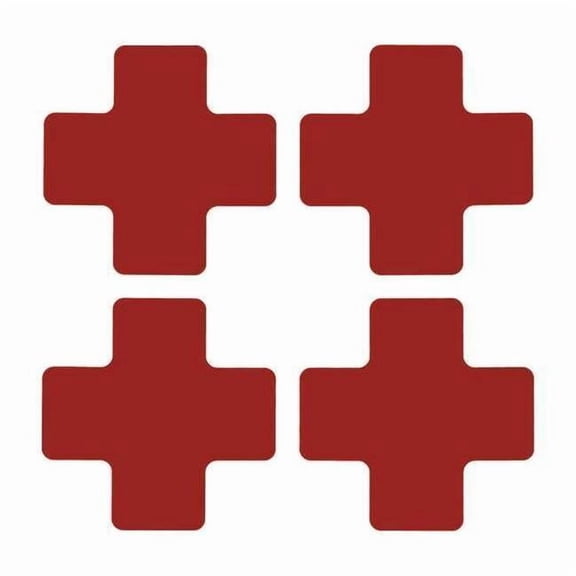 Brady Floor Tape,Red,2 inx5 in,Cross,PK20 104466