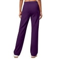 thumbnail image 3 of Ltctricy Women's Fleece Lined Sweatpants Elastic High Waisted Straight Leg Yoga Lounge Pants Workout Casual Trousers(Purple,Medium), 3 of 6