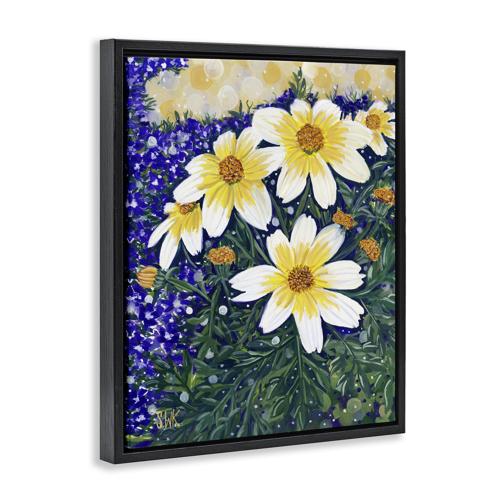 Stupell Industries Summer Garden Cosmos Black Framed Floater Canvas Wall Art, design by Sarah Waldron Kimball