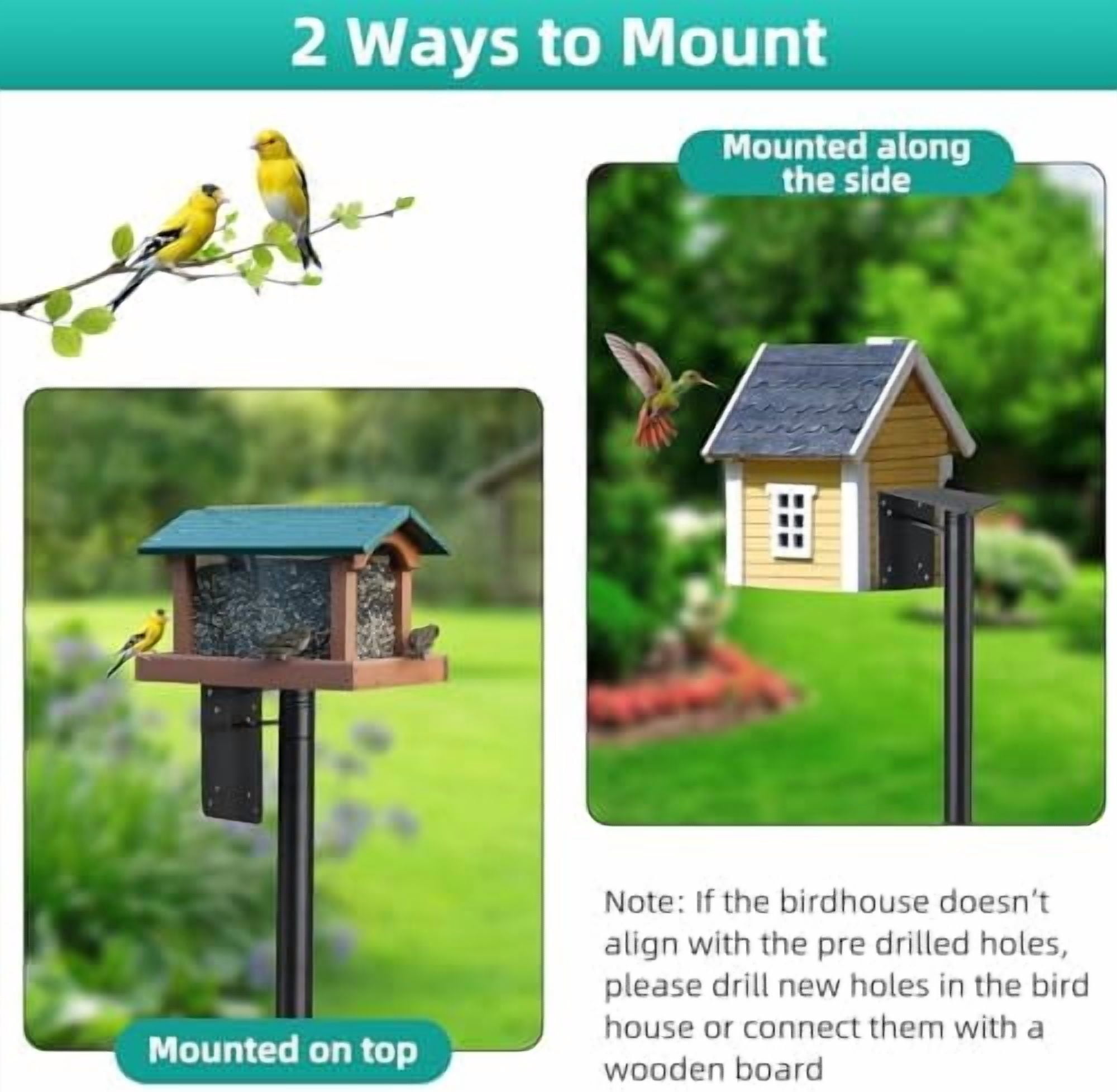 Bird House Pole,74 Inch Heavy Duty Bird Feeder Pole Mount Kit for Outdoors, 5-Prong Base, Splicing Adjustable Feeding Stand Station for Birds Watching,Weather Station (Birds House Not Included)