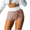 thumbnail image 4 of MOJOGO High Waist Hotpants for Women Sparkly Sequin Mini Shorts Trendy Summer Outfits for Club Party Pink S, 4 of 9