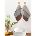 thumbnail image 2 of Brown Wooden Kitchen Dish Towels for Drying Dishes Set of 2, Grey Stripe Gradient Country Rustic Grain Waffle Weave Microfiber Hand Tea Bathroom Towels Quick Dry & Absorbent Towel 12x12, 2 of 7
