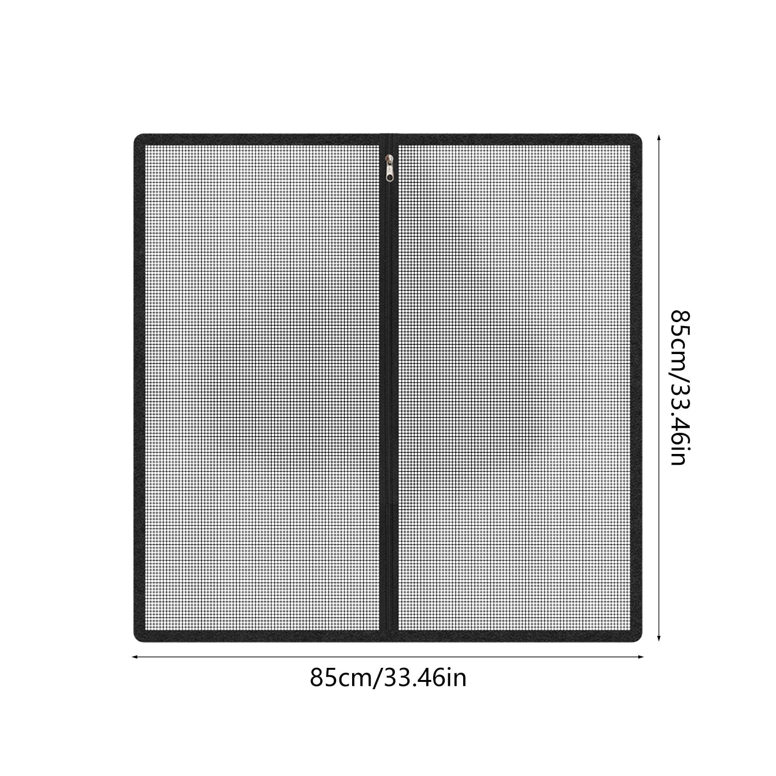 cpengpj No Drill Pet Barrier with Zippered Door, Black Polyester Mesh Gate for Cats and Dogs, Escape Proof, Easy Installation, Home Safety, 85x85cm