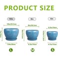 thumbnail image 3 of Ceramic Plant Pots - 10+8+6 Inch Modern Round Planters for Indoor Outdoor with Drainage Holes and Plant Saucers, Room Patio House Office Decor, Gardening Gifts for Women Men, Set of 3, Blue, 3 of 16