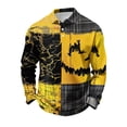 thumbnail image 3 of GrmtClth Mens Novelty Halloween Holiday Polo Tops Long Sleeve Vintage Crack Texture Pumpkin Print Lightweight Comfortable Family Gathering Golf Outfit Shirts Yellow 2XL, 3 of 7