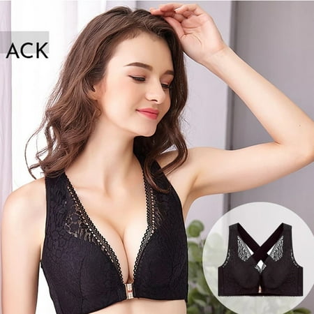 

RPVATI Womens Push Up Full Coverage Bra Crisscross Back Yoga Underwire Bras Padded Comfort Front Closure Bra