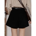 thumbnail image 6 of Womens Corduroy Pleated Casual Wide Leg Shorts for Women High Waist Comfortable Summer Bottoms Black L, 6 of 7