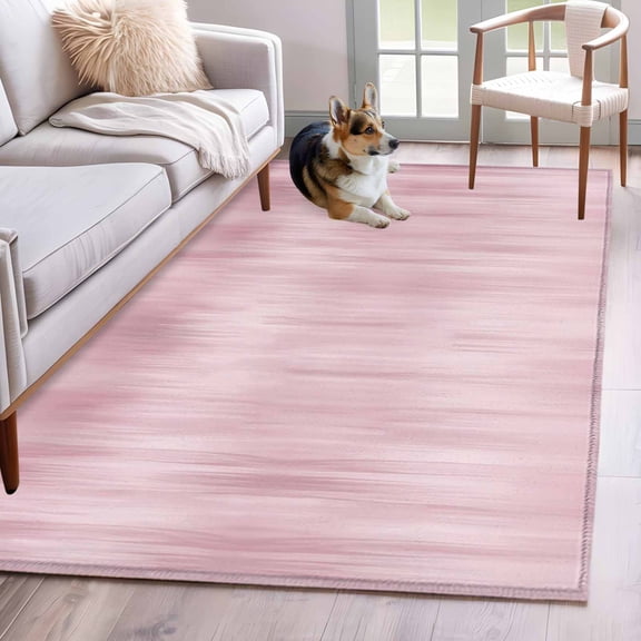Area Rugs for Living Room Bedroom, Pink 4'x6' Rug Washable Carpet Runner Indoor Outdoor, Modern Abstract Art Ombre Striped Non Slip Accent Floor Mats Rug for Kitchen, Office