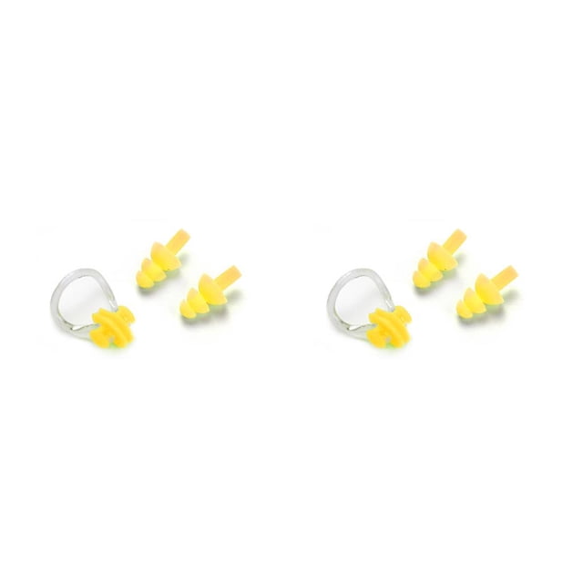 Clip de nariz impermeable Advancent Reutilizable natación Anti-ruido tapón para los oídos Amarillo 2piezas