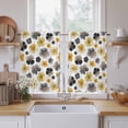 thumbnail image 2 of Botanical Flowers Kitchen Curtains, Farmhouse Yellow Gray Floral Plants Light Filtering Window Curtain Panels, 2Pcs Rod Pocket Window Treatments Set for Study Room Bathroom Bedroom 52x54 Inches, 2 of 9