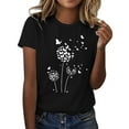 thumbnail image 1 of 2025 Haut à Col Roulé pour Femmes à Motif Imprimé Pissenlit pour Femmes, Paquet, Col Rond, Manches Courtes, Hauts de Gym pour Femmes, T-Shirt, 1 of 4
