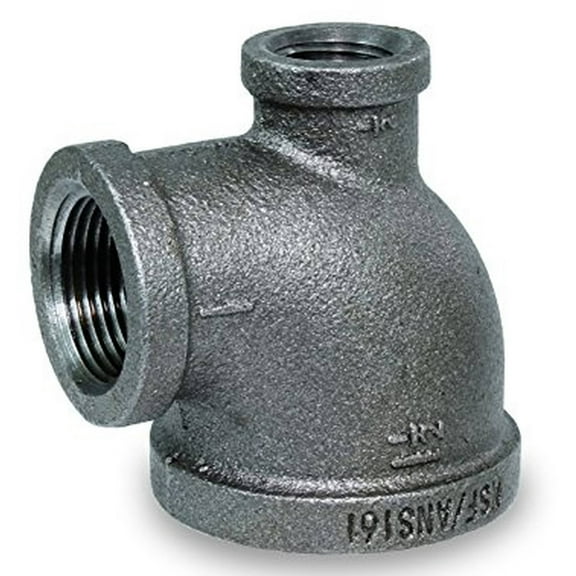 Supply Giant BMRT1005 1" x 1/2" x 1" Black Malleable Reducing Tee with Female Threaded Fitting