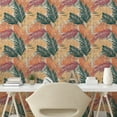 thumbnail image 2 of Ambesonne, Ethnic Boho Peel & Stick Wallpaper for Home, Tropical Leafy Palms, 13"x36", Burnt Sienna and Dark Teal, 2 of 5