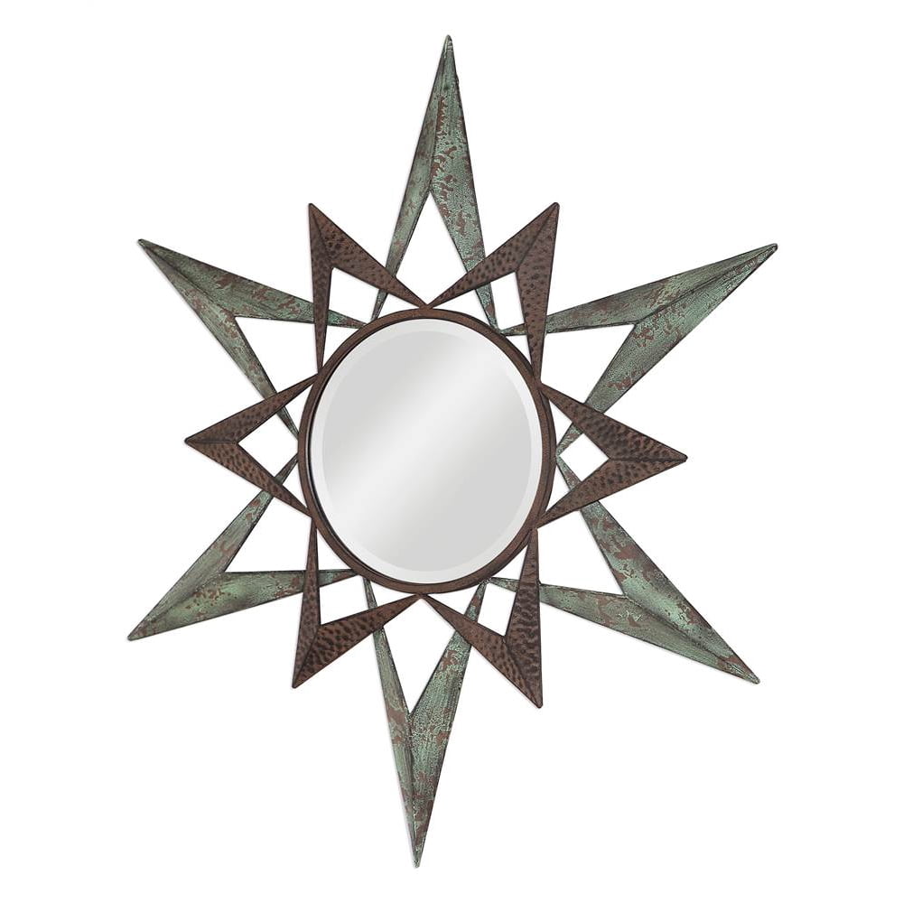 Star Round Wall Mirror in Green