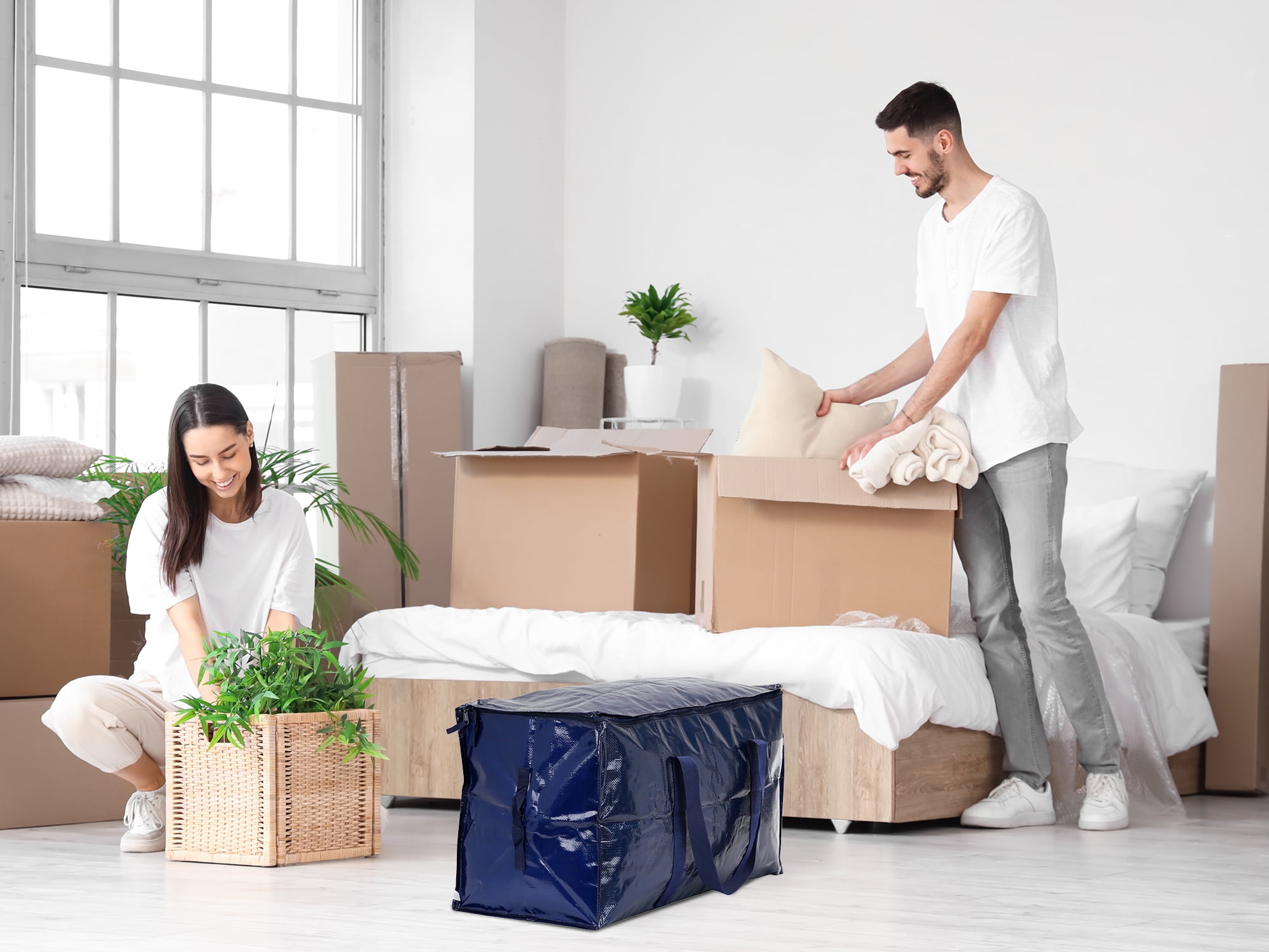 Unique Bargains 1 Pack Clothes Storage Bags Moving Bags Blue 27*14*15in