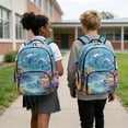 thumbnail image 4 of Xoenoiee Dolphin Fish Coral Print Kids School Backpack Casual Travel Daypack Lightweight Schoolbag Backpack Bookbag for Teens Girls Middle School Laptop Backpack with Zipper Pocket, 4 of 7