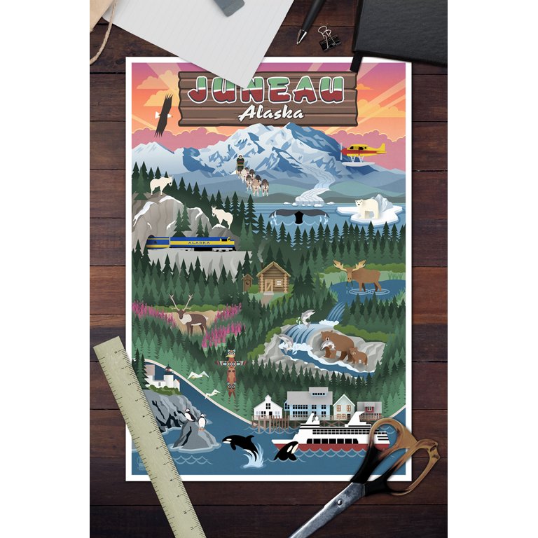 Lake Juneau AK Poster Print - 36 x 12